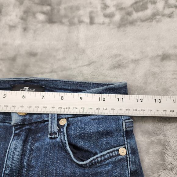 7 For All Mankind 7FAM Jeans Womens 24 Blue Dark Wash Faded High Rise Skinny - Picture 11 of 14